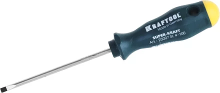 Отвертка KRAFTOOL, Cr-Mo-V закалённый стержень, двухкомпонентная противоскользящ рукоятка, SL 4,0x0,8x100мм 25007-4.0-100 купить в Сургуте