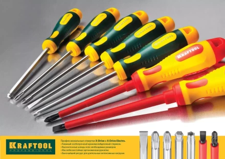 Отвертка KRAFTOOL, Cr-Mo-V закалённый стержень, двухкомпонентная противоскользящ рукоятка, SL 4,0x0,8x100мм 25007-4.0-100 купить в Сургуте