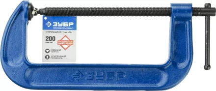 Струбцина  ЗУБР &quot;ПРОФЕССИОНАЛ&quot; тип &quot;G&quot;, корпус - ковкий чугун. 200мм 32245-200_z01 купить в Сургуте