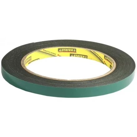 Двухсторонняя клейкая лента на вспененной основе, STAYER Professional 12233-09-05, черная, 9мм х 5м 12233-09-05 купить в Сургуте