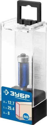 ЗУБР 12.7 x 38 мм, хвостовик 12 мм, фреза кромочная с нижним подшипником (3 лезвия), Профессионал (28728-12.7-38-12) купить в Сургуте