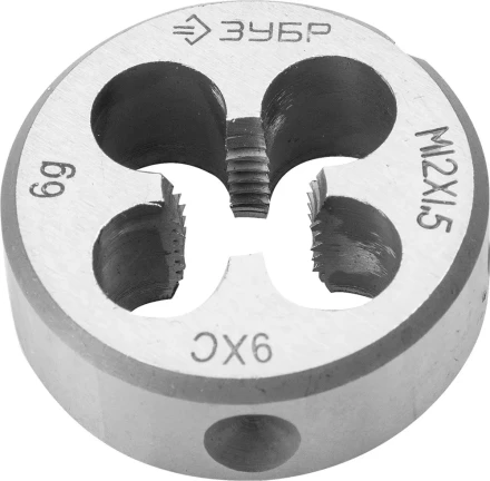 Плашка ЗУБР &quot;МАСТЕР&quot; круглая ручная для нарезания метрической резьбы, мелкий шаг, М12 x 1,5 4-28022-12-1.5 купить в Сургуте