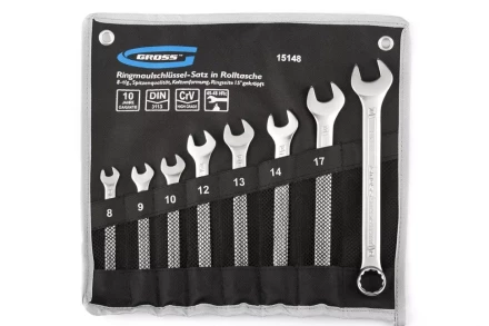 Набор ключей комбинированных 8-19 мм 8 шт CrV холодный штамп GROSS 15148 купить в Сургуте