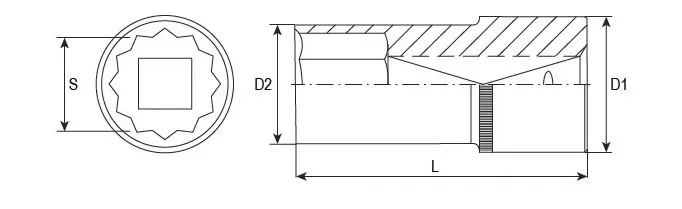 Головка торцевая 12-гранная глубокая 1/2"DR 16 мм S04HD4716 Jonnesway 49065 купить в Сургуте