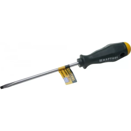 Отвертка KRAFTOOL, Cr-Mo-V закалённый стержень, двухкомпонентная противоскользящ рукоятка, SL 8,0x1,2x175мм 25007-8.0-175 купить в Сургуте