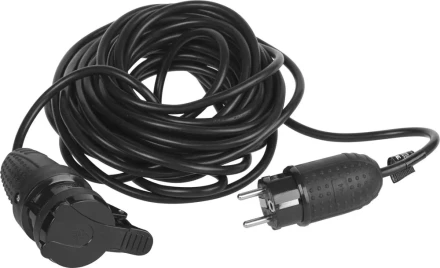 Удлинитель ЗУБР электрический, ПВС 3х1кв мм, черный, 1 гнездо, IP44, макс мощн 2200Вт, 20м 55016-20 купить в Сургуте