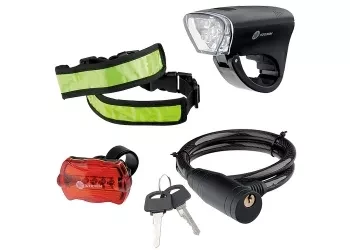 Велосипедный набор передний и задний фонари Led светоотражатель и тросовый замок Stern 90561 купить в Сургуте