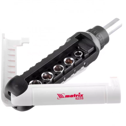 Отвертка реверсивная с набором бит и торцевых головок 15 шт CrV Matrix Pro 13343 купить в Сургуте