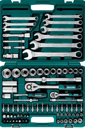 Набор KRAFTOOL &quot;EXPERT QUALITAT&quot;: Торцовые головки &quot;SUPER LOCK&quot; с присоединит квадратом, 1/2&quot;,1/4&quot;,82 предмета 27887-H82_z03 купить в Сургуте