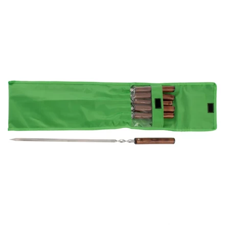 Набор шампуров угловых, 650 мм, с цельной деревянной рукояткой, в чехле, 6 шт, Camping Palisad 69681 купить в Сургуте