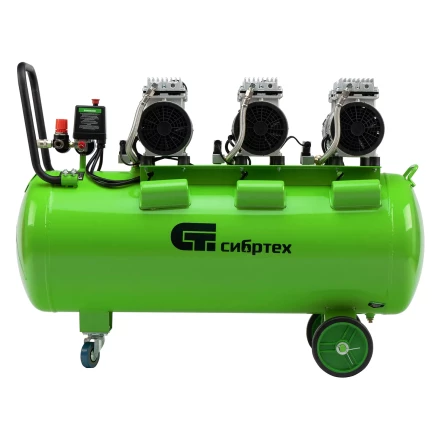 Компрессор безмаслянный малошумный Сибртех МБ 2250/100, 2250 Вт, 100л, 400 л/мин купить в Сургуте