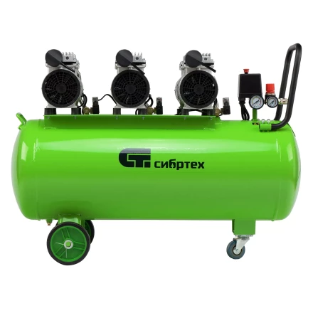 Компрессор безмаслянный малошумный Сибртех МБ 2250/100, 2250 Вт, 100л, 400 л/мин купить в Сургуте