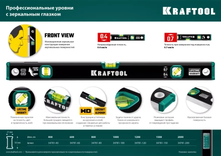 Профессиональный уровень с зеркальным глазком KRAFTOOL 34781-120 купить в Сургуте