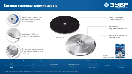 ЗУБР d 125 мм, М14, держатель алюминиевый для АГШК, ПРОФЕССИОНАЛ (35783-125) купить в Сургуте
