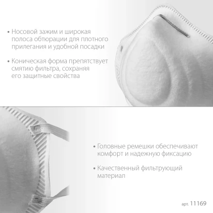 ЗУБР Ф-80, класс защиты FFP1, коническая, фильтрующая полумаска (11169) купить в Сургуте