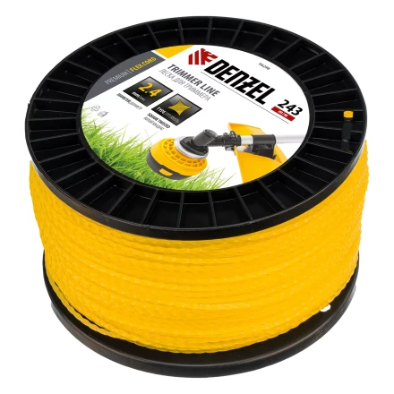 Леска для триммера витой квадрат, 2,4мм х 243м, на DIN катушке FLEX CORD// Denzel 96298 купить в Сургуте