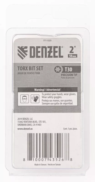Бита T30x50, 5 шт. Denzel 7711323 купить в Сургуте