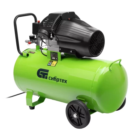 Компрессор воздушный Сибртех КК-2200/100 58009, 2,2 кВт, 350 л/мин, 100 л, прямой привод, масляный купить в Сургуте