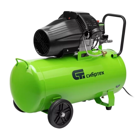 Компрессор воздушный Сибртех КК-2200/100 58009, 2,2 кВт, 350 л/мин, 100 л, прямой привод, масляный купить в Сургуте