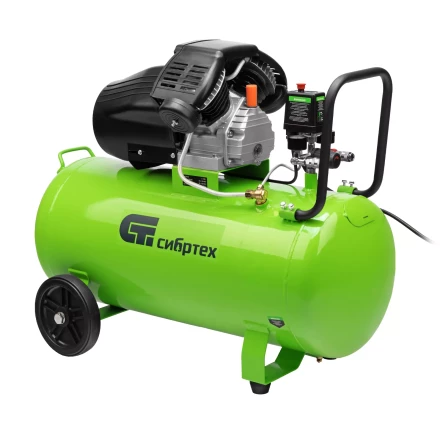 Компрессор воздушный Сибртех КК-2200/100 58009, 2,2 кВт, 350 л/мин, 100 л, прямой привод, масляный купить в Сургуте