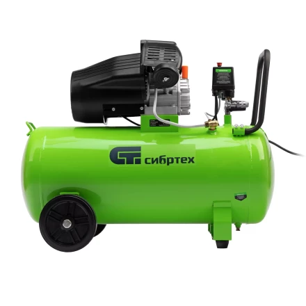 Компрессор воздушный Сибртех КК-2200/100 58009, 2,2 кВт, 350 л/мин, 100 л, прямой привод, масляный купить в Сургуте