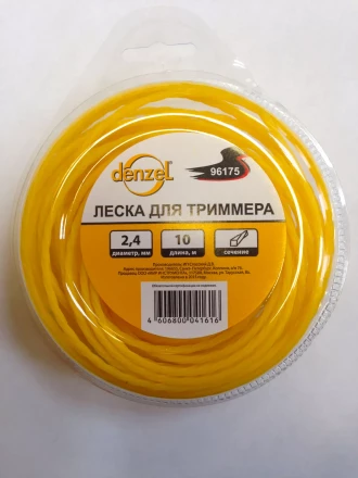 Леска для триммера квадратная витая 2.4мм х 10м  Denzel Россия 96175 купить в Сургуте