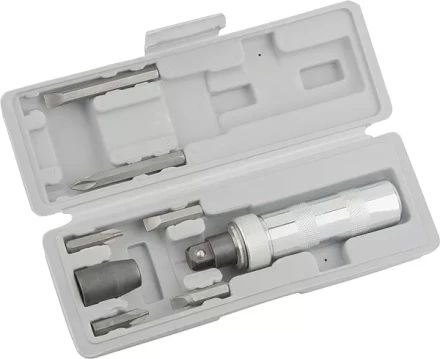 Отвертка ударно-поворотная 1/2&quot;, набор бит, 6 шт., в пласт. боксе  MATRIX 11575 купить в Сургуте