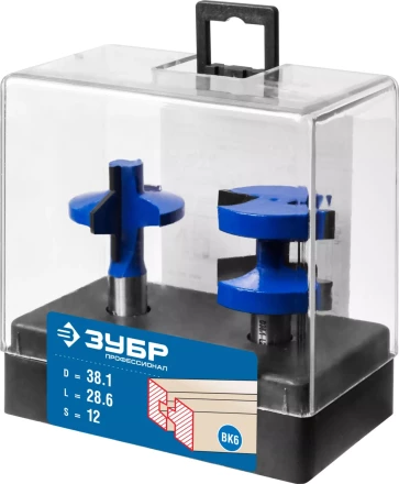 ЗУБР 38.1 x 28.6 мм, хвостовик 12 мм, набор фрез пазо-шиповых, Профессионал (28731-38.1-H2) купить в Сургуте