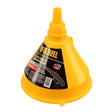 Воронка пластиковая 135 мм с металлическим ситом, гибким наконечником и непроливайкой Denzel 537210 купить в Сургуте