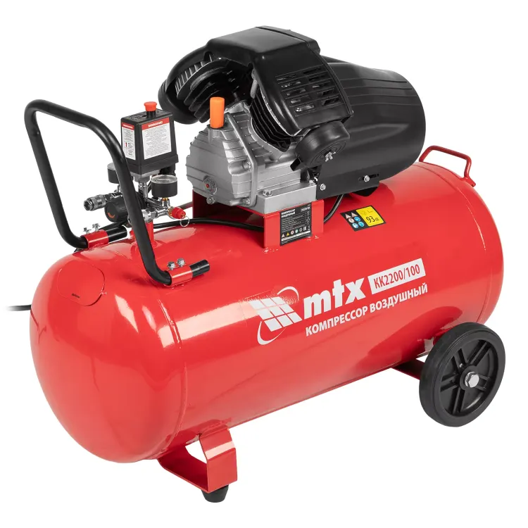 Компрессор воздушный MTX КК-2200/100, 2,2 кВт, 350 л/мин, 100 л, прямой привод, масляный купить в Сургуте