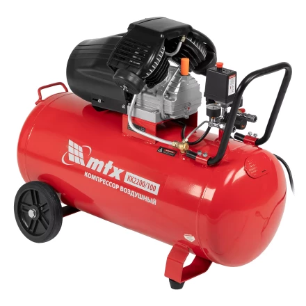 Компрессор воздушный MTX КК-2200/100, 2,2 кВт, 350 л/мин, 100 л, прямой привод, масляный купить в Сургуте