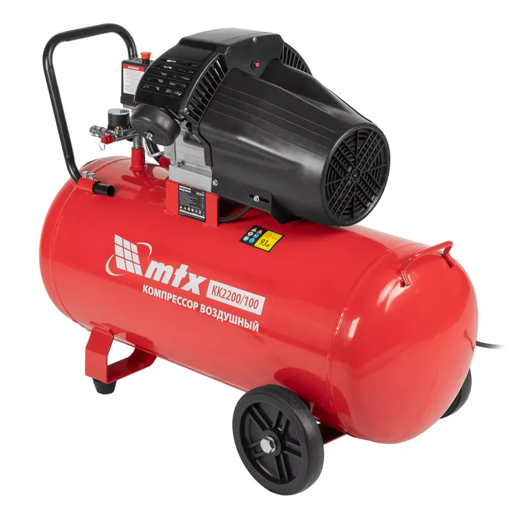 Компрессор воздушный MTX КК-2200/100, 2,2 кВт, 350 л/мин, 100 л, прямой привод, масляный купить в Сургуте