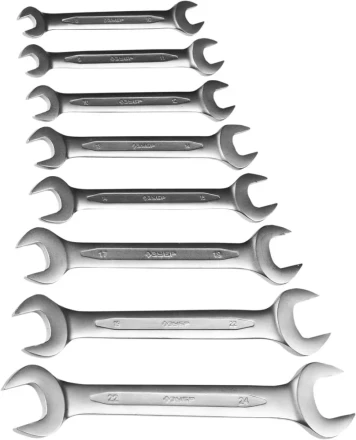 Набор ЗУБР &quot;ПРОФИ&quot;: Ключи гаечные рожковые, Cr-V сталь, хромированные, 8х24мм, 8шт 27021-H8 купить в Сургуте