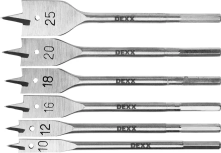 Набор сверл по дереву перовых, 6шт(10-25мм), шестигранный хвостовик, DEXX 2945-H6 2945-H6 купить в Сургуте