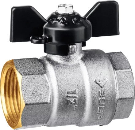 ЗУБР d 1/2, ручка бабочка, мама-мама, полнопроходной шаровой кран (51323-1/2) купить в Сургуте