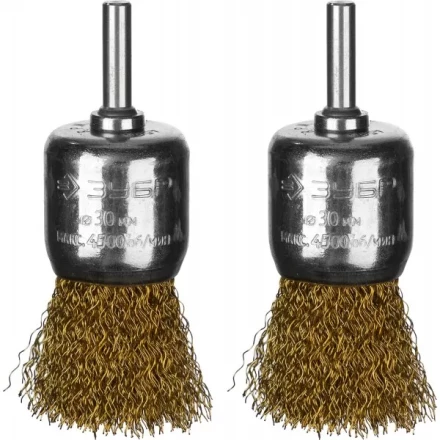 ЗУБР &quot;ПРОФЕССИОНАЛ&quot;. Набор щеток кистевых для дрели, витая стальная латунированная проволока 0,3мм, 30мм, 2шт 35225-30-H2_z02 купить в Сургуте