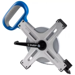 Мерная лента ЗУБР "ЭКСПЕРТ"геодез, стальное полотно с нейлон покрыт, метал корпус, двухкомп рукоятка, супер-длинная,100м 34167-100_z01