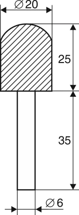 Шарошка абразивная Цилиндр с закруглением 20х25х6 мм Энкор 21656 купить в Сургуте