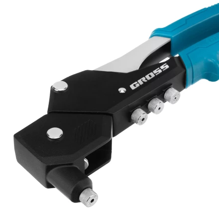 Заклепочник ручной Gross 40418, 290 мм, поворотный, 0-360, заклепки 2,4-3,2-4,0-4,8 мм купить в Сургуте