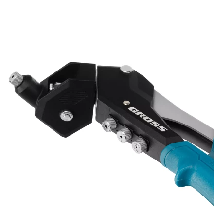 Заклепочник ручной Gross 40418, 290 мм, поворотный, 0-360, заклепки 2,4-3,2-4,0-4,8 мм купить в Сургуте