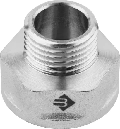 Переходник ЗУБР &quot;ЭКСПЕРТ&quot; удлиненный цилиндрический, никелированная латунь, 3/4&quot;х1/2&quot; 51283-3/4-1/2 купить в Сургуте