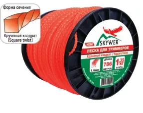 Леска для триммера SQUARE TWIST (квадрат крученый) катушка 4,0ММХ120М купить в Сургуте
