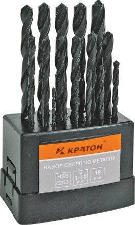 Набор сверл по мет 1,0-10,0 мм 19 шт Кратон 1 05 01 006 купить в Сургуте