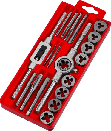 Набор ЗУБР &quot;МАСТЕР&quot; с металлореж. инструментом, метчики однопроходные и плашки М3-М12, оснастка - в пласт. боксе 20пред. 2810-H20_z01 купить в Сургуте