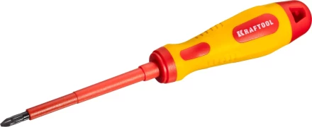 Отвертка KRAFTOOL, высоковольтная, Cr-Mo-V стержень, двухкомпонент. маслобензостойкая рукоятка, PH №2, 100мм 250084-2-100 купить в Сургуте