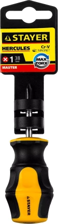Отвертка STAYER &quot;MASTER&quot; &quot;HERCULES&quot;, Сr-V, противоскользящая рукоятка, PH1x38мм 25052-38-1_z02 купить в Сургуте