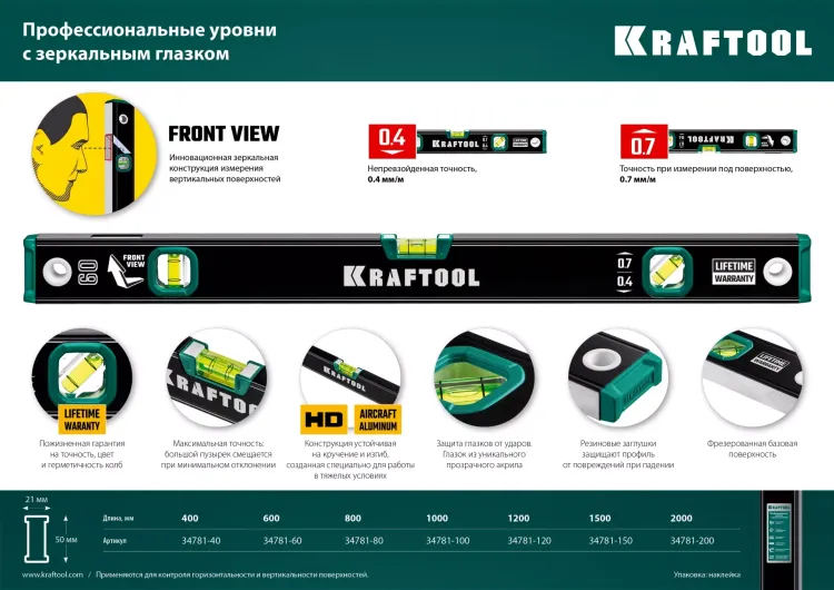 Профессиональный уровень с зеркальным глазком KRAFTOOL 34781-60 купить в Сургуте