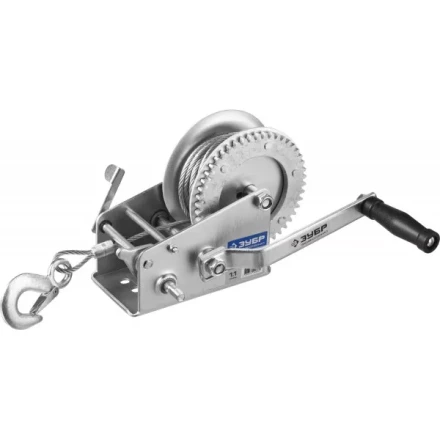 Лебедка ручная барабанная ЗУБР &quot;ПРОФЕССИОНАЛ&quot;, тяговая, тросовая, 1,1т, 8м 43113-1.1_z01 купить в Сургуте