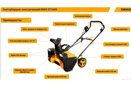 Снегоуборщик электрический ST2700R DEKO купить в Сургуте