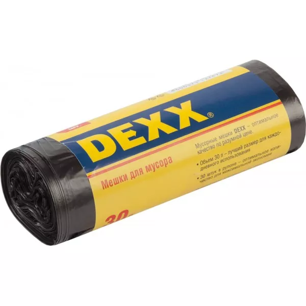 Мешки для мусора DEXX, черные, 30л, 30шт 39150-30 купить в Сургуте